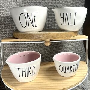 Rae Dunn Set of Ceramic Measuring Cups with Text